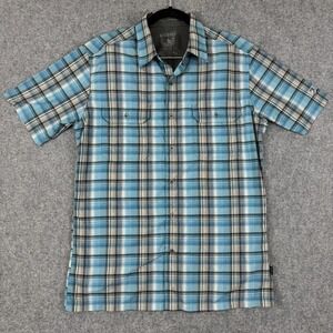 Kuhl Eluxur Short‎ Sleeve Button Up Shirt Lightweight Blue Plaid Men's Medium